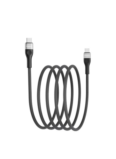 Buy Type-C to Type-C Fast Charge Cable, aluminum housing 48 ingot Nylon Braided, 1.2M, Metallic Black in UAE