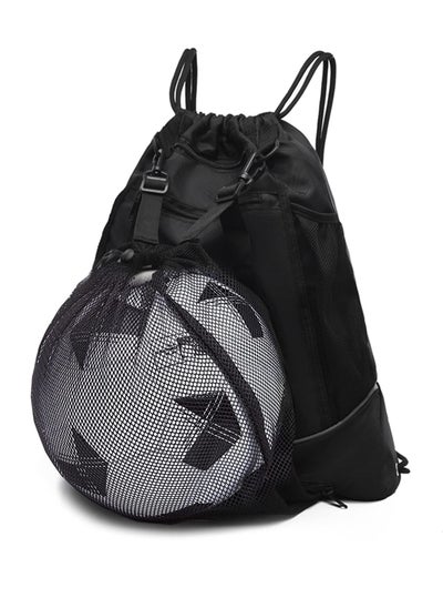 Buy Drawstring Football Bag Soccer Backpack with Detachable Mesh Bag Waterproof Draw String Back Sack with Zip Pocket in Saudi Arabia