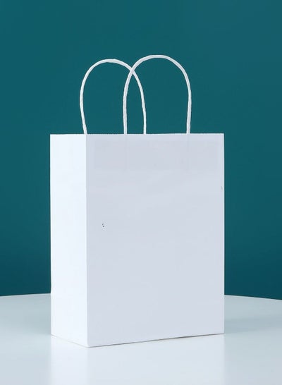 اشتري 12 قطعة / كيس هدية حقيبة متوسطة الحجم مع مقبض كيس ورق كرافت ( 21 × 27 × 11 سم ، أبيض ) في السعودية