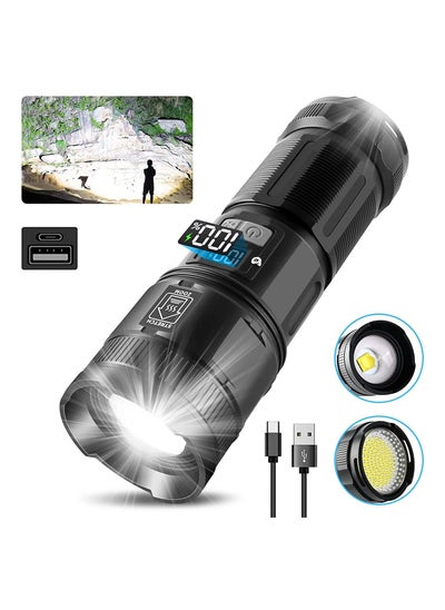 اشتري Rechargeable Flashlights High Lumens, 120000 Lumens Super Bright Led Tactical Flashlights with COB Work Light, High Powered Flashlight for Emergencies Camping Hiking في الامارات