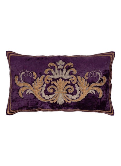 Buy Grandeur Filled Cushion, Purple & Gold - 30x50 cm in UAE