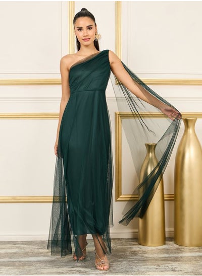 اشتري Mesh Layerd One Shoulder A-line Maxi Dress في السعودية