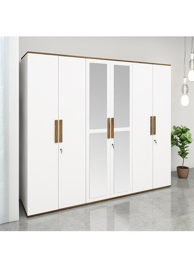 اشتري Whitefield 6-Door Wardrobe with Mirror 55x210x240 cm في السعودية