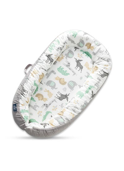 اشتري Soft Breathable Fiberfill Newborn Lounger Bed - Jungle Grey في الامارات