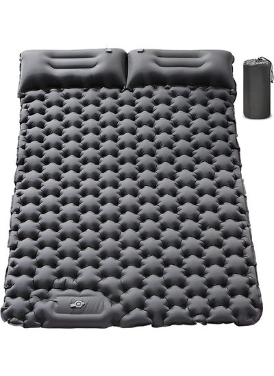 اشتري Double Sleeping Pad for Camping,Upgraded Inflatable Ultra-Thick Self Inflating Camping Pad 2 Person with Pillow Built-in Foot Pump Camping Sleeping Mat for Backpacking,Hiking في السعودية