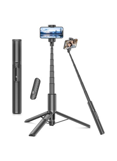 Buy 153CM Selfie Stick Tripod 2024 New Upgraded 360° Rotatable Tripod Aluminum Telescopic Pole and Wireless Remote Suitable for Selfies/Live/Travel in UAE