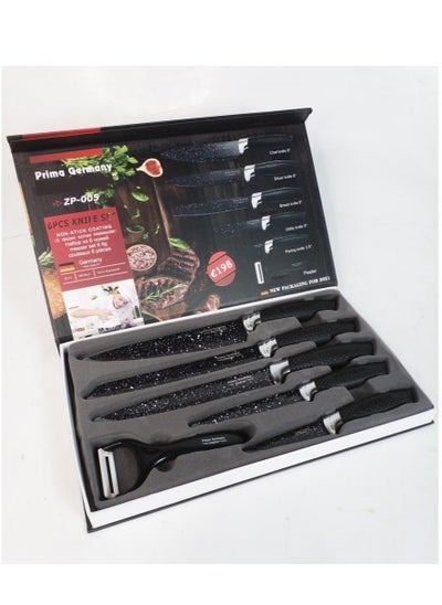 Buy 6-Piece Stainless Steel Knife Set Black/Silver in Saudi Arabia