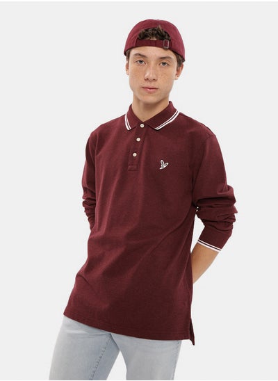 Buy AE Long-Sleeve Flex Pique Tipped Polo Shirt in Saudi Arabia