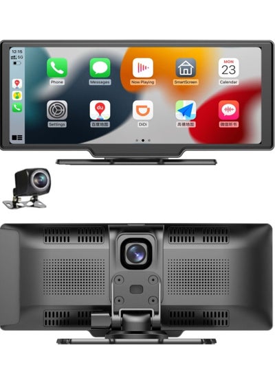 اشتري 10.26 بوصة سيارة Dashcam DVR 4K مدمج في Carplay Android Auto Wireless 4K Front 1080P الكاميرا الخلفية التحكم الصوتي GPS مسجل واي فاي عدسة مزدوجة جهاز إرسال FM سيارة Dashcam تسجيل 4K في الامارات