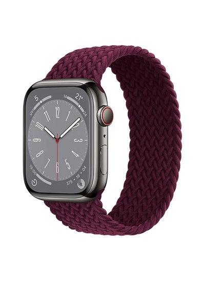 اشتري 45/42/44mm Solo Loop Fabric Braided Rubber Band For Apple Watch Series 8/1/2/3/4/5/6/7 (Large, Wine Red) في مصر