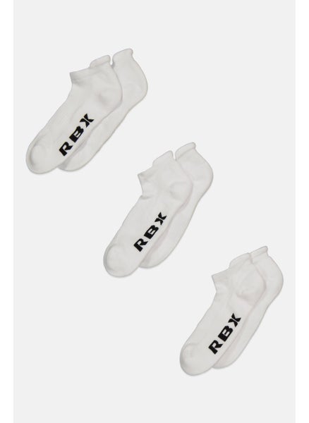 Buy Men 3 Pair Brand Logo Socks, White in Saudi Arabia