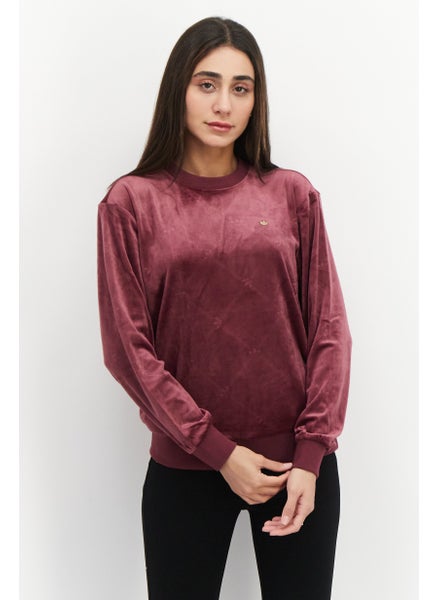 اشتري Women Sportswear Fit Band Logo Outdoor Sweatshirt, Maroon في الامارات