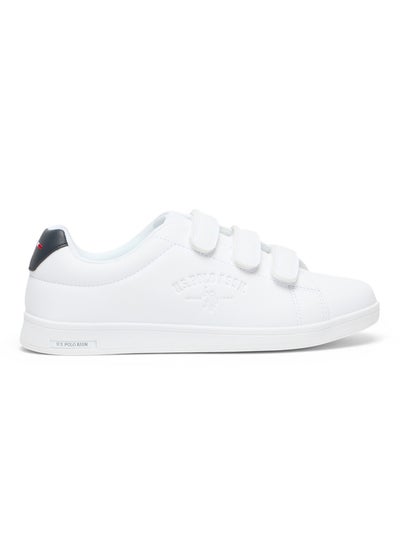 Buy Women's White Casual Sneakers with Black Accent - Velcro Strap Design and Comfort Cushioned Sole for Everyday Style in UAE