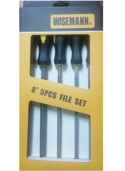 Buy 5PC 8" STEEL FILE HALF ROUND,HAND,TRIANGLE,SQUARE,ROUND WITH HANDLE G in Egypt