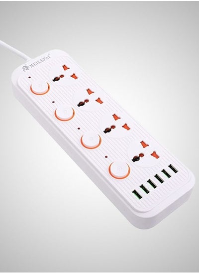 Buy Tycom Power Strip Surge Protector with USB- Extension Cord Flat Plug with Widely 4 AC Outlet and 6 USB, Small Desktop Station with 6 ft Power Cord, Compact Socket in UAE