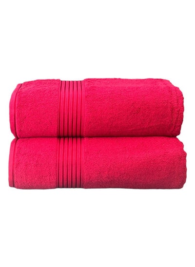 Buy Luxury Soft and Absorbent Towel Set Pack Of 2 Red in Saudi Arabia