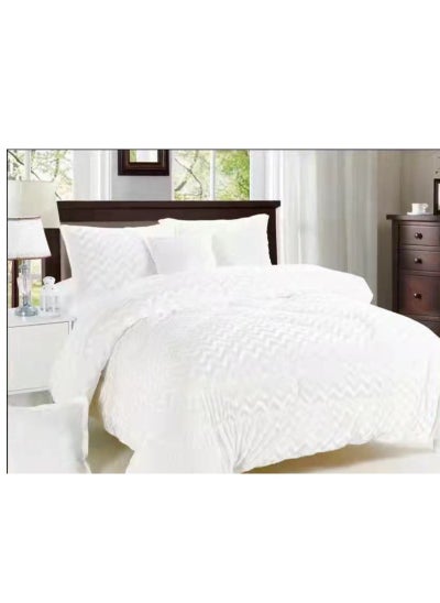 Buy Velvet Comforter  6-Piece Rose Fur King Comforter Set Velvet Quilted Bedspread Throw & Pillow Double King Size Bedding Set c1 in UAE