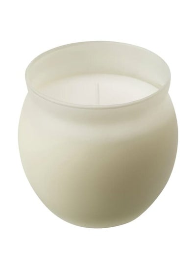 اشتري Scented candle in glass, Vanilla/light beige, 50 hr في السعودية