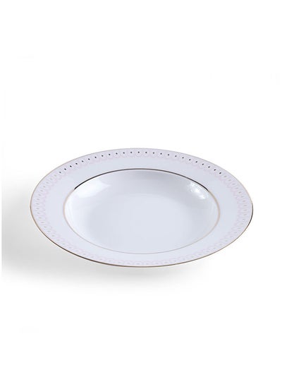 Buy Bone Kalipso Soup Plate Dia23Cm - White & Pink in UAE