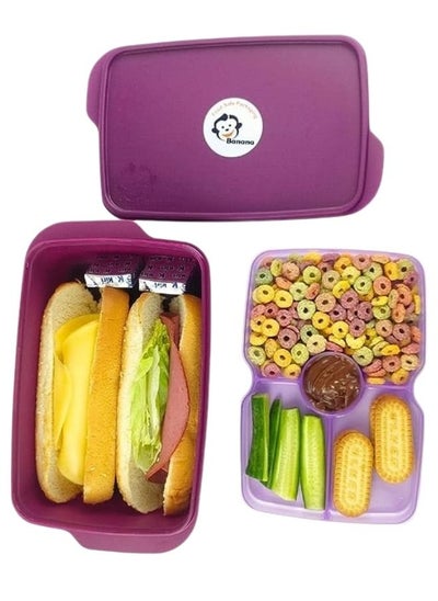 Buy Lunch box 1.5 liters divided into two floors (Purple) in Egypt