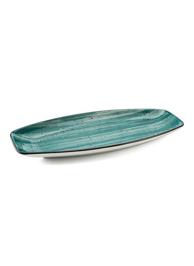 Buy Color Glaze Porcelain Boat Plate 30 cm,Green in UAE