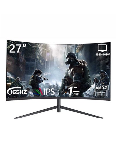 اشتري 27 inch IPS Curved Gaming Monitor with Frameless Full HD (1920x1080)Display,165Hz Refresh Rate,1ms Response Time,HDMI DP and USB Port with Colorful LED Backlit and 5-Way Stick Switch Button في السعودية