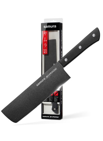 Buy Samura SHADOW Nakiri Knife | 6.7"/170 mm | AUS-8 Stainless steel with Black Non-Stick Coating | ABS Plastic Handle | Durable | Heat Resistant | Comfortable | Easy Grip in UAE