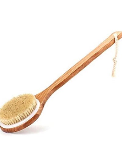 اشتري ORiTi Bath Body Brush Long Handle Bath Back Spa Clean Bath Brush Natural Bristle Shower Brushes Improves Blood Circulation, Exfoliates, Skin Health Wet Or Dry Back Scrubber, Brown في الامارات