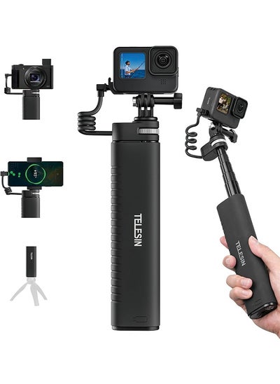 Buy TELESIN Power Grip 35.4" Extension Selfie Stick Handler for Phone GoPro Mirrorless Camera, Waterproof Large Capacity Battery Charger Bank for Go Pro Hero 12 11 10 9 Insta360 DJI Action iPhone Android in UAE