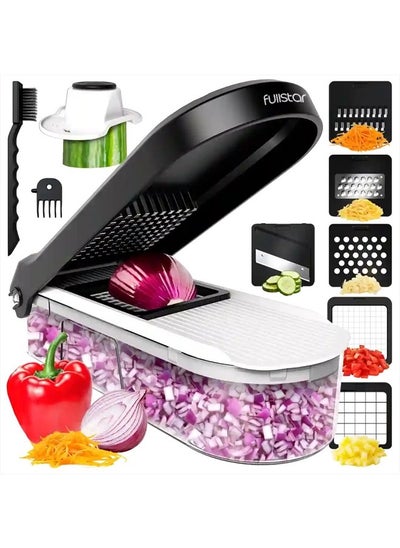 اشتري Fullstar Vegetable Chopper, Cheese Slicer, Food Chopper, Veggie Chopper, Onion Chopper, Vegetable Chopper with Container, Mandoline Slicer & Cheese Grater (6 in 1 - White) في الامارات