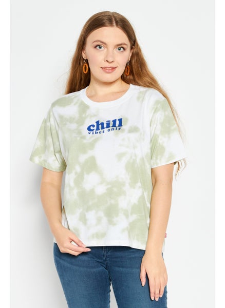 اشتري Women Crew Neck Short Sleeve Tie Dye T-Shirt, Beige في الامارات