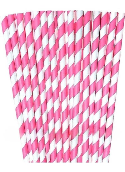 Buy Disposable Biodegradable Luxury Striped Paper Straws, Biodegradable Paper Straw - Durable and Eco-Friendly ((26 Pieces, Pink)) in Egypt