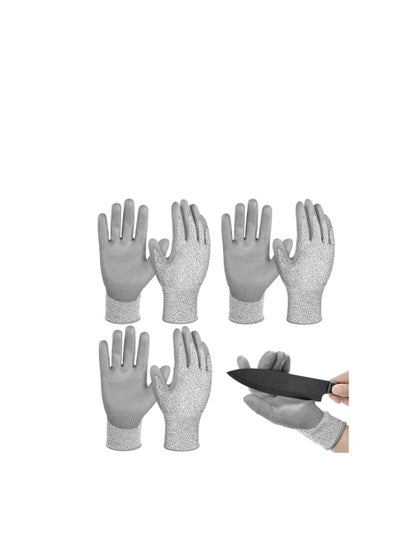 Buy Level 5 Cut Resistant Gloves, Cutting Gloves, 3 Pairs of Cut Resistant Gloves Food Grade, Kitchen Gloves for Cutting, Oyster Shucking, Fish Fillet Processing, Carving Wood and Gardening (Large) in UAE