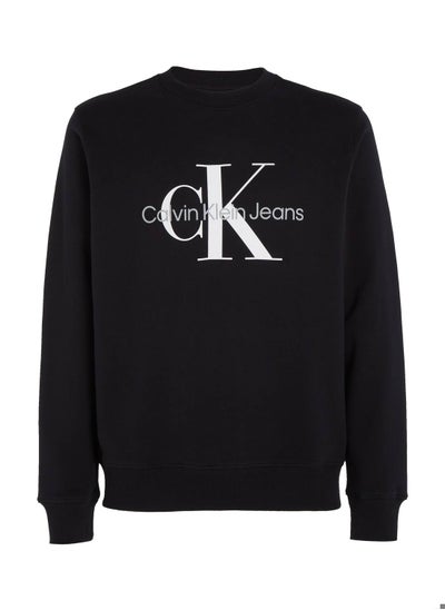 Buy Men's Monogram Sweatshirt, Cotton, Black in UAE