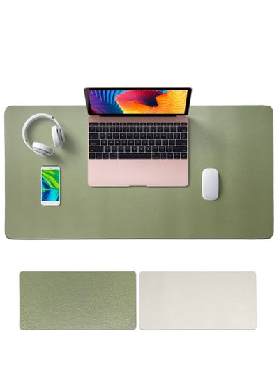 Buy Multifunctional Desk Pad PU Computer Mouse Pad Office Desk Mat Extended Gaming Mouse Pad Non-Slip Waterproof Dual-Side Use Desk Mat Protector 80cm x 40cm Grey/Green in Saudi Arabia