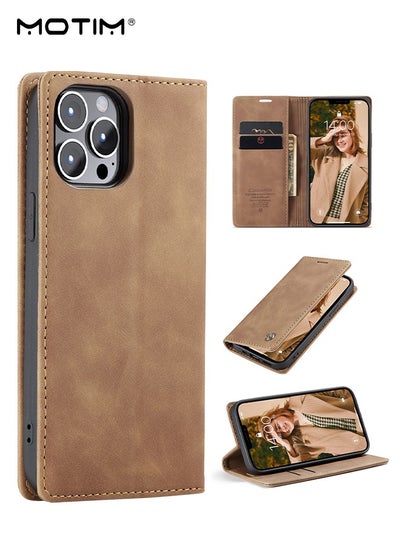 Buy iPhone 15 Pro Max Case, Premium Leather Wallet Phone Case with Card Holder, Anti-Drop Phone Protective Case, Shockproof Case Cover, iPhone 15 Pro Max Case with Stand in Saudi Arabia