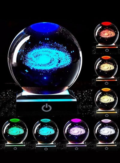 Buy 3D Galaxy Crystal Ball Multicolor Nightlight Decolamp,Colorful Lighting Touch Base,Science Astronomy Space Galaxy System Model, Universe Planet Cool Presents Gifts Decor in UAE