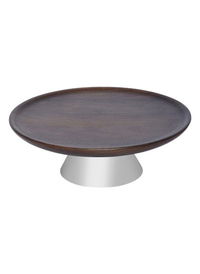 اشتري Lorin Pedestal Dish, Walnut & Silver - Large في الامارات