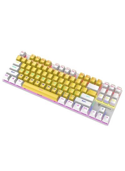 Buy XUNFOX K80 87 Keys Wired Gaming Mechanical Illuminated Keyboard, Cable Length:1.5m(Yellow White) in Saudi Arabia