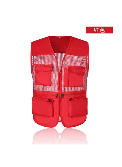 Buy Multi-Pocket Zip Fishing Vest for MenRed Red in UAE