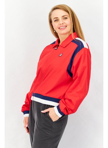 اشتري Women Sportswear Fit Brand Logo Windbreaker Jacket, Red Combo في الامارات