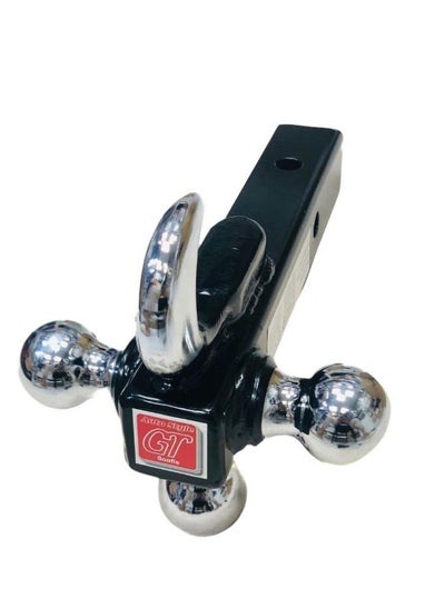 Buy Heavy Duty Trailer Hitch Tri Ball Mount With Hook Tactical Tow Hook 3Ball W/Hook Full Chrome (Black/Silver) in UAE