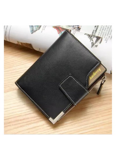 Buy Short travel wallet Vintage mini bifold wallet zipper card holders coin purse leather wallet in UAE