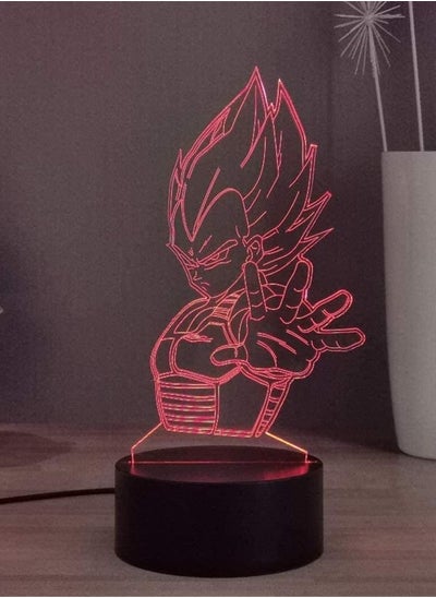 Buy Multicolor Anime3D Illusion Lamp New Gift Night Light Bedside Table Lamp 16 Color Dimmable with Remote Smart Touch Dragon Ball Vegeta in UAE