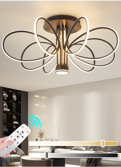 اشتري Modern LED Chandelier, 130W Remote Control Dimmable Light, 34.6in Length, Three Color Temperatures (3000K-6000K), Ideal for Living & Dining Rooms, Bedrooms, 15-20m² Spaces في الامارات