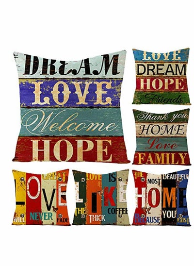 اشتري Decorative Throw Pillow Covers, Pack of 6 Decorative Love Life Pillowcases, Mix and Match for Home Decor, Throw Pillow Covers Home Decor for Sofa Car Bedroom 18x18 Inch في السعودية