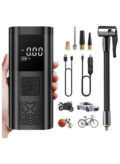 Buy Tire Inflator Portable Air Compressor, Max 150 PSI Electric Air Pump with Auto-Stop Design, Smart Air Pump with 6000mAh Battery and LED Light, Cordless Tire Pump for Car Bike Motorcycle Balls in UAE