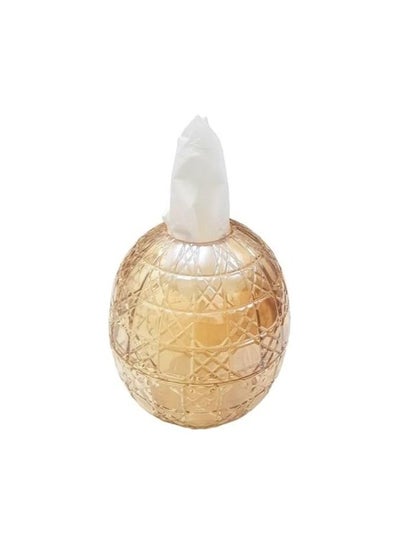 Buy Egg Shaped Glass Tissue Box Elegant Design Tissue Holder for Home Office Restaurant Decor - Brown in UAE