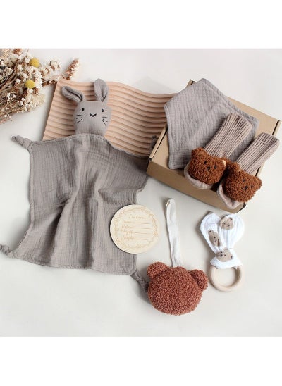 Buy Baby Gift Set for Newborn, Baby Shower Gifts for Boys & Girls - 6 PCS Newborn Baby Essentials Baby Bath Set with Baby Blanket Baby Rattle - New Born Baby Girls Gift & Baby Boy Gifts in Saudi Arabia