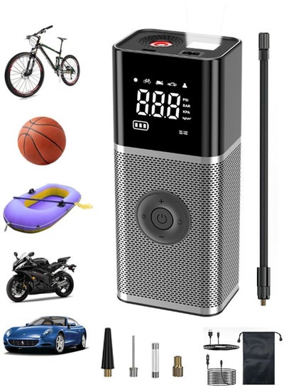 Buy Portable Tyre Inflator Air Compressor ,22mm Cylinder Electric Tire Inflator with 6000mAh Battery/Digital Display/LED Light,150PSI Strong Cordless Air Pump for Car,Bike,Truck,Motorcycle,Ball,kayak in UAE